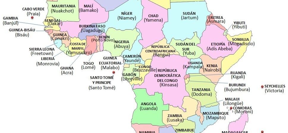 Map of African countries and capitals