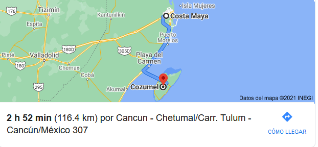 How far is Costa Maya from Cozumel