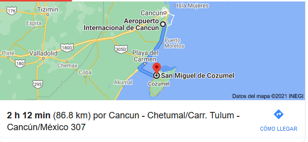 How far is Cozumel from Cancun airport