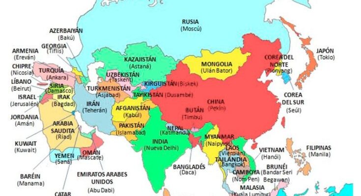 Map Countries and Capitals of Asia